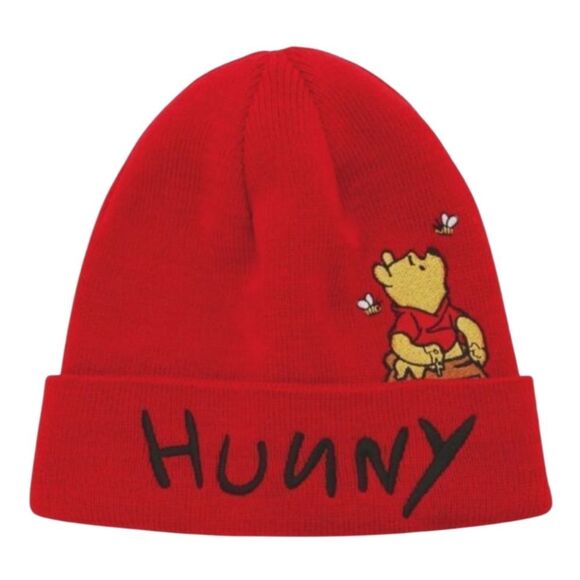 Disney Winnie the Pooh Hunny Embroidered Red Cuff Beanie - Picture 1 of 2